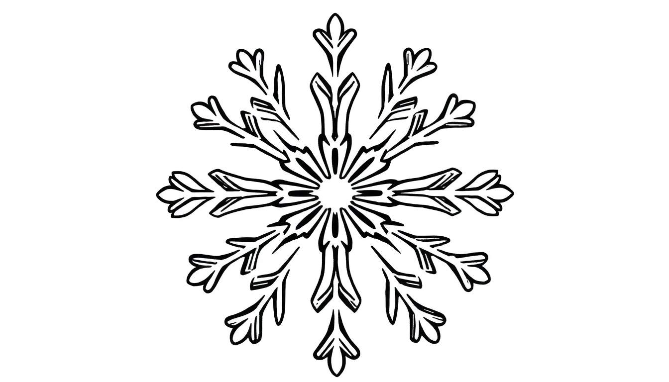 Kleurplaat van een symmetrische sneeuwvlok