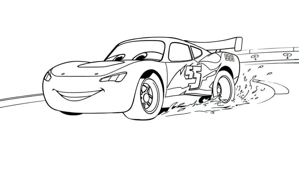 Stoere raceauto nummer 555 als kleurplaat.