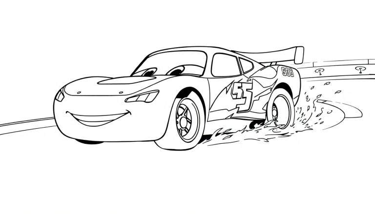 Stoere raceauto nummer 555 als kleurplaat.