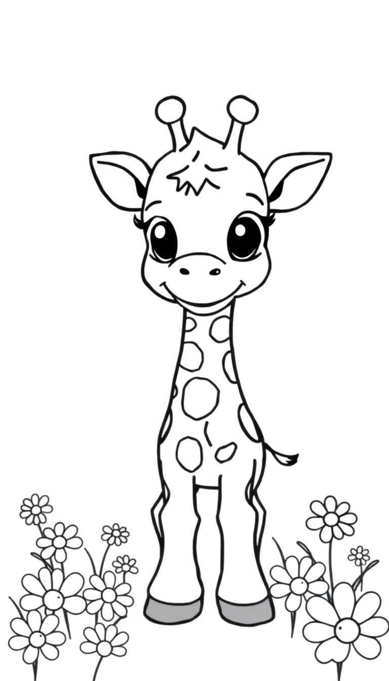 Vrolijke schattige giraffe kleurplaat