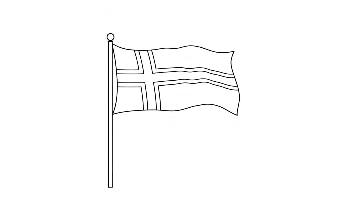 Kleurplaat van de Noorse vlag