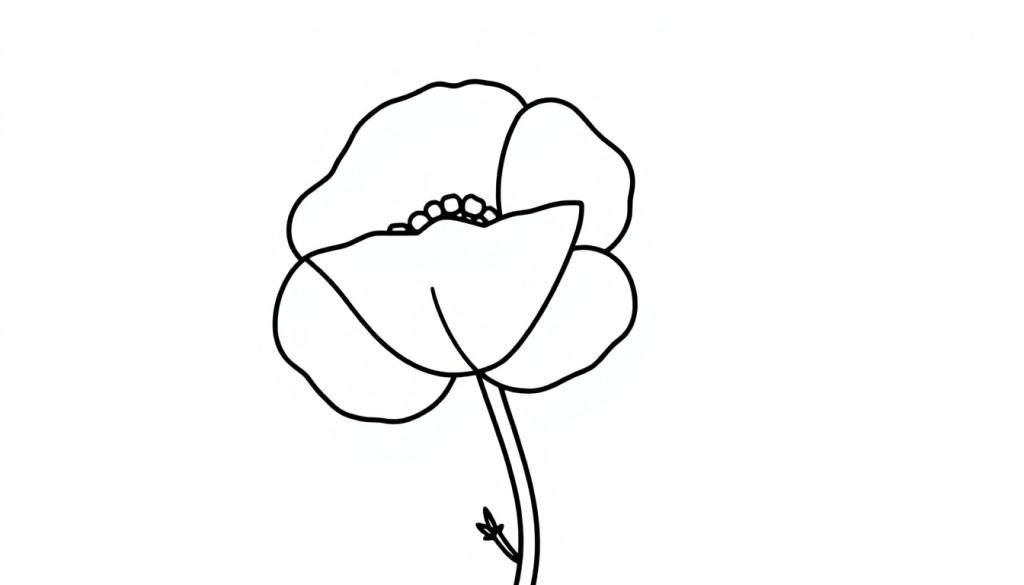 Kleurplaat van een klaproos.