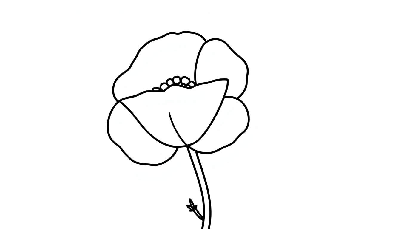 Kleurplaat van een klaproos.