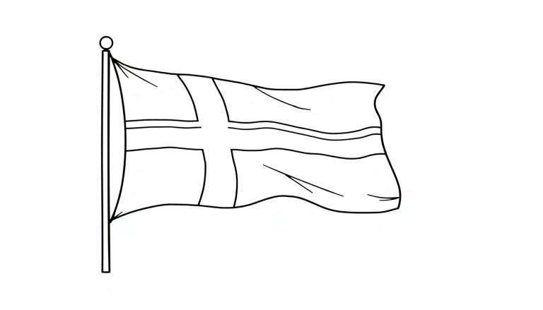 Kleurplaat van de Noorse vlag