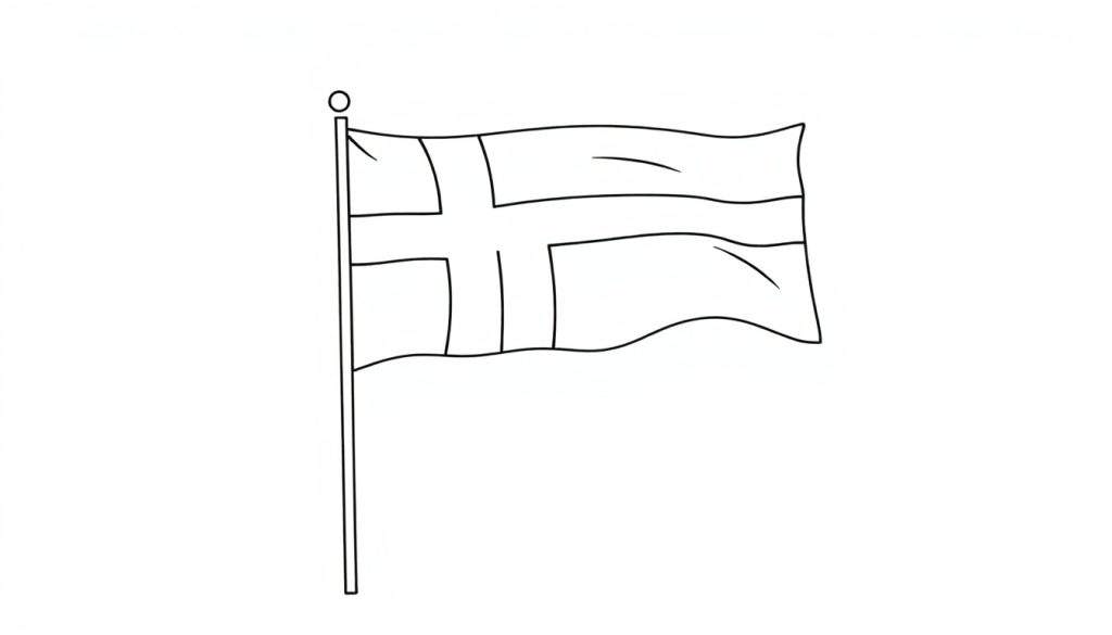 Kleurplaat van de vlag van IJsland