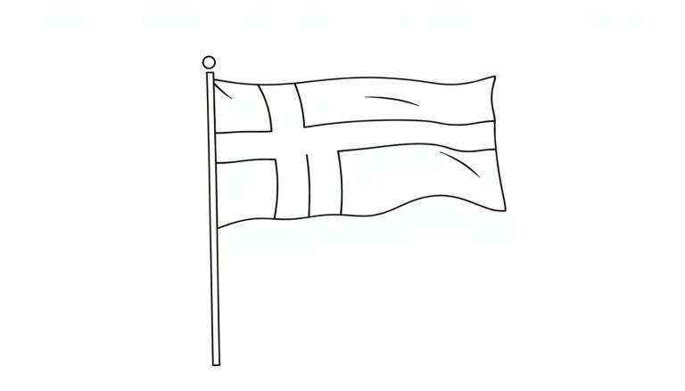 Kleurplaat van de vlag van IJsland