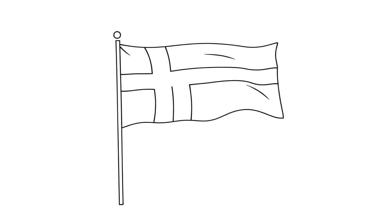 Kleurplaat van de vlag van IJsland