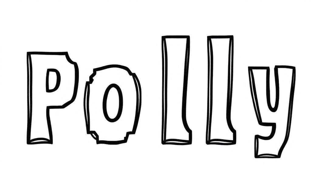 Kleurplaat van het woord Polly in pixelstijl.