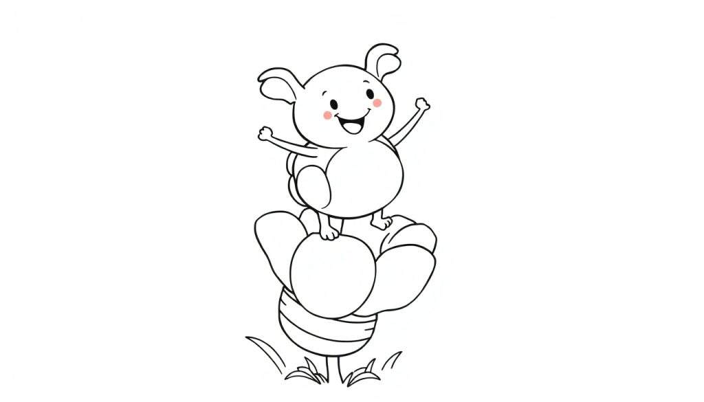 Schattig kleurplaat wezentje op een bloem