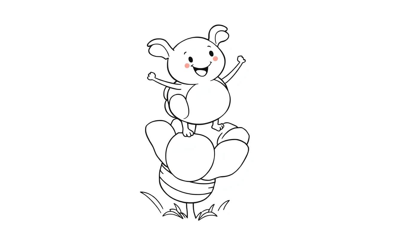 Schattig kleurplaat wezentje op een bloem