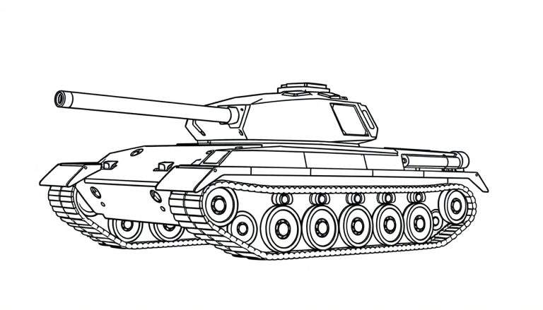 Kleurplaat van een stoere Leopard tank.