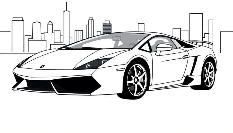 Kleurplaat van een Lamborghini Gallardo.