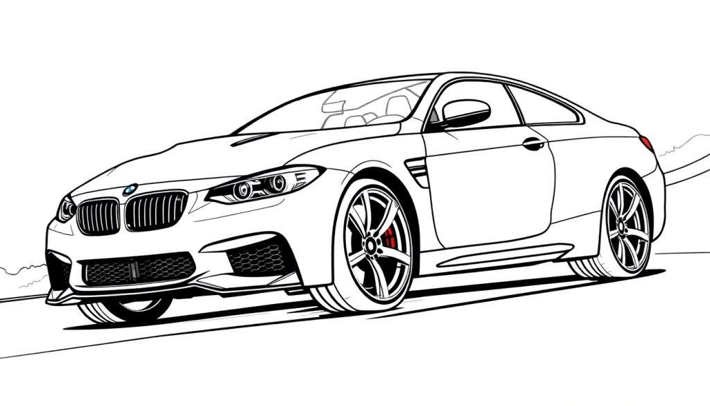 Kleurplaat van een stoere BMW M3 coupé.