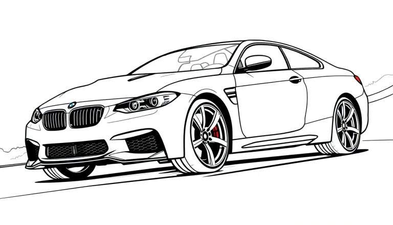 Kleurplaat van een stoere BMW M3 coupé.