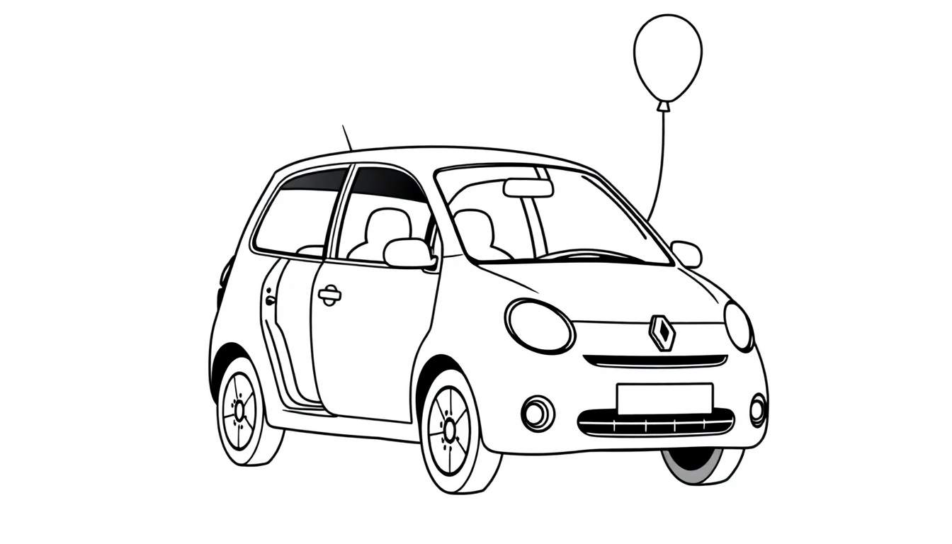 Kleurplaat van een Renault 5 met een ballon.