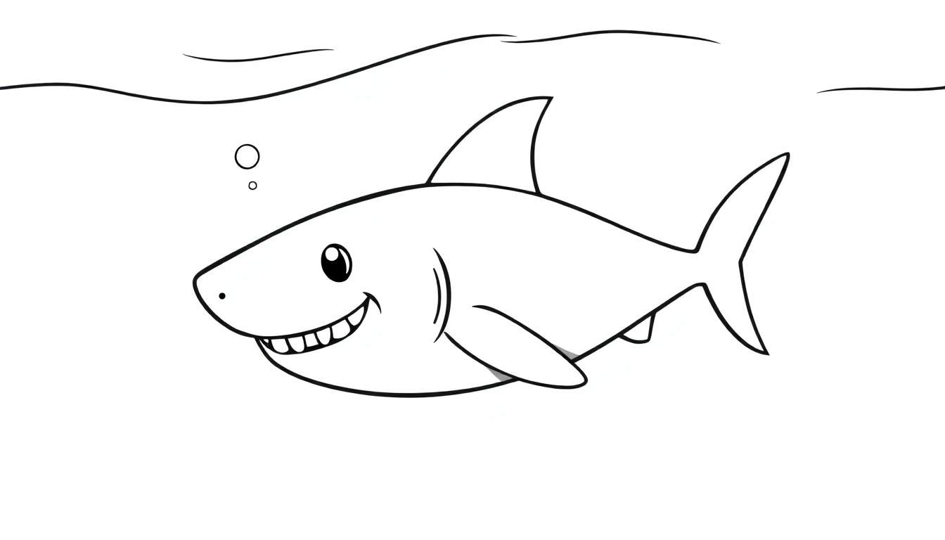 Kleurplaat van een lachende haai