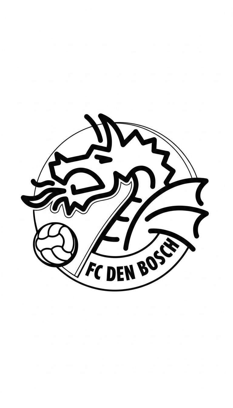 Zwart-wit lijntekening van het Ajax clublogo. Het toont een vijfpuntige ster met de letters AJAX, een profiel van de Griekse held Ajax in het midden en een schildvormig symbool onderaan.