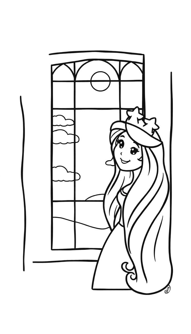 Kleurplaat van een speelse kitten die met een bol wol speelt, met opengesperde ogen en een kwispelende staart.