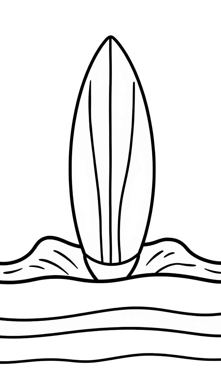 Zwart-wit lijntekening van een zeilboot met een groot ovaal zeil op golvend water, ideaal om in te kleuren.