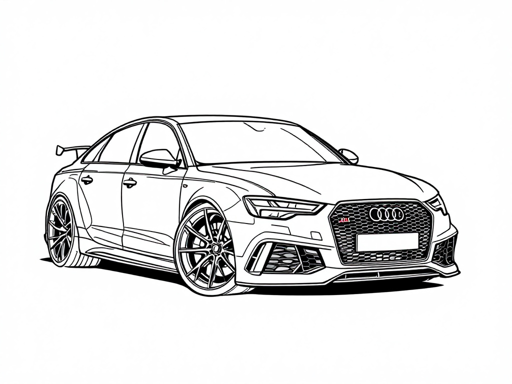 Kleurplaat van een snelle Audi RS6 met stoere details.