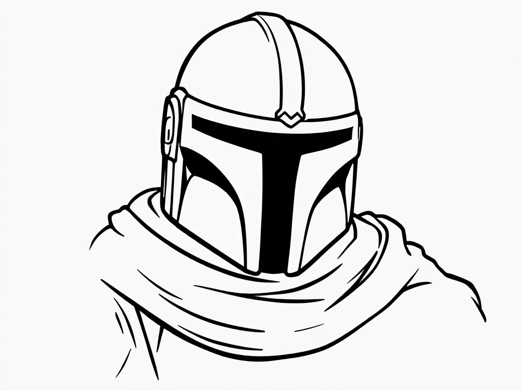 Kleurplaat van het masker van The Mandalorian.