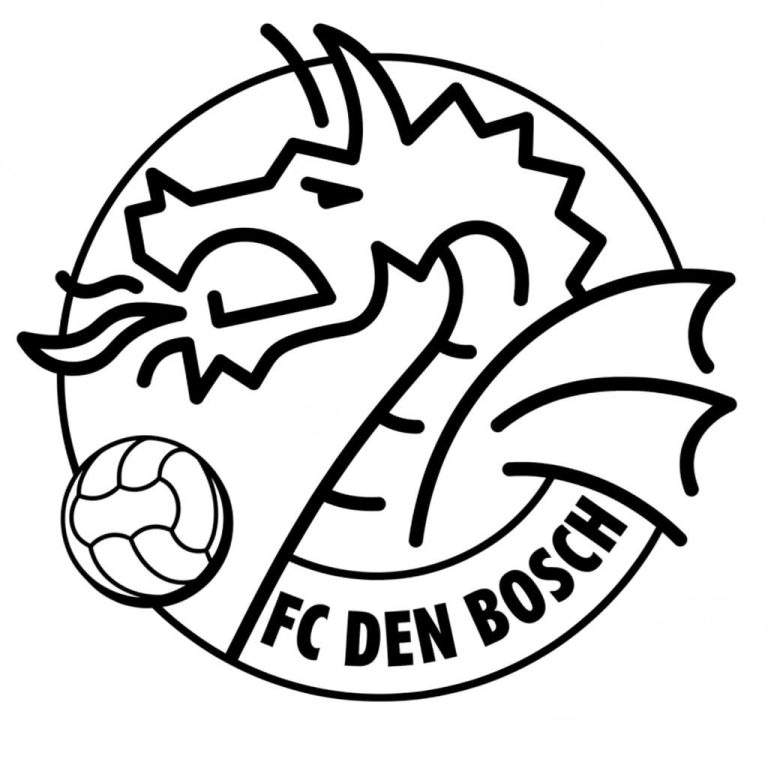 Kleurplaat van het ronde Excelsior Rotterdam logo met "EXCELSIOR", "ROTTERDAM", het jaartal "1902", en een binnenste cirkel verdeeld in zwart en grijs.